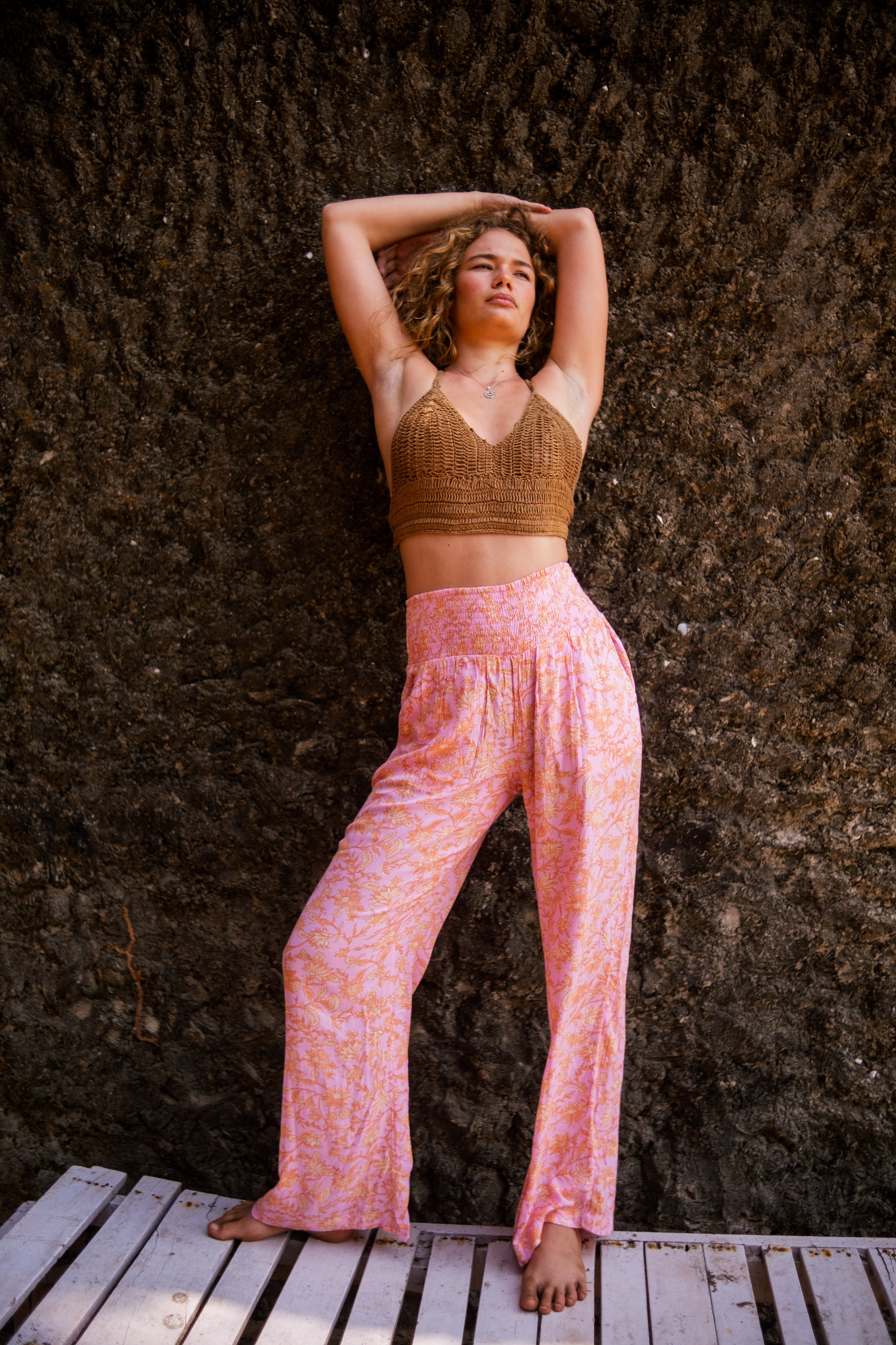 Floral Palazzo with Crochet Bralette Top