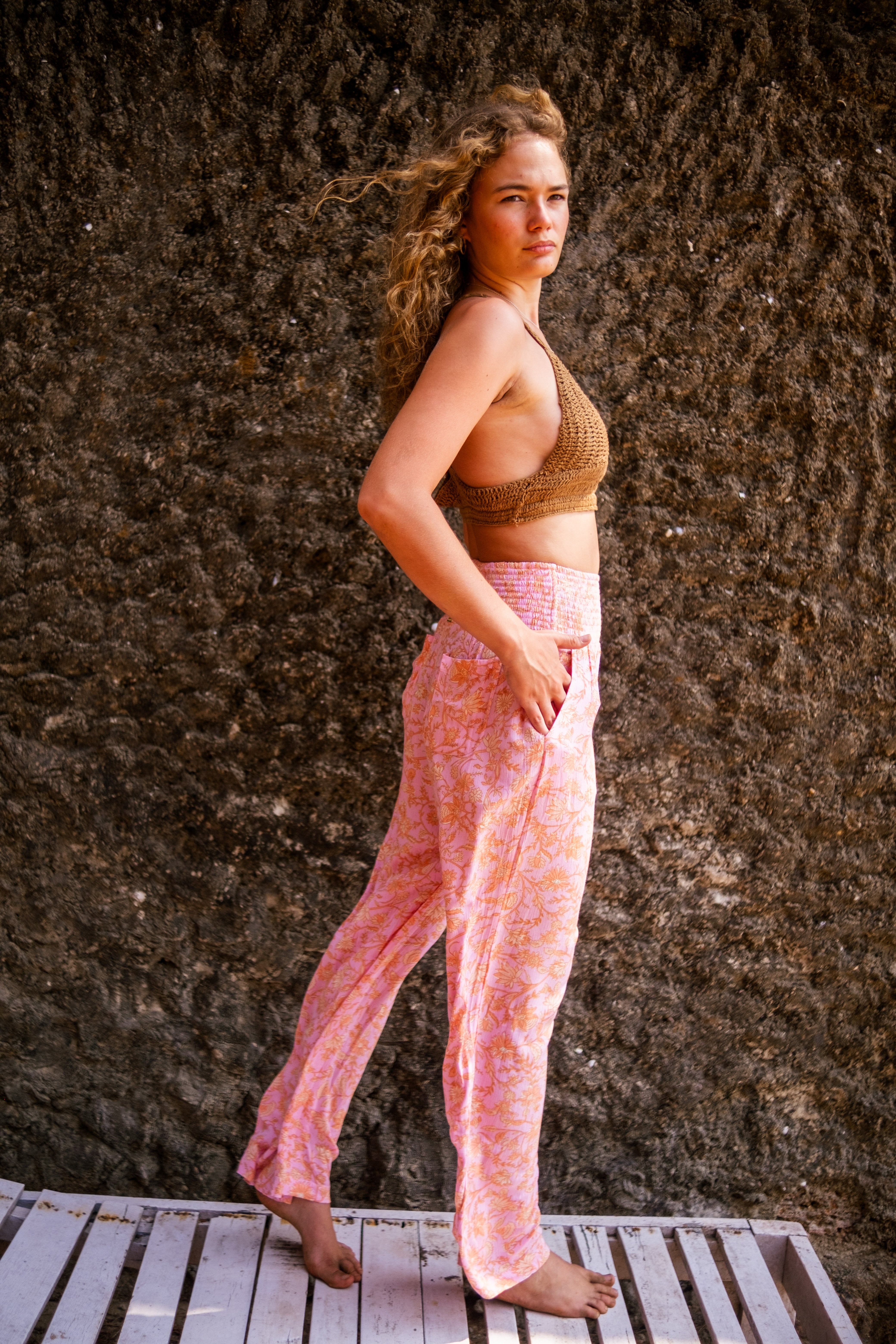 Floral Palazzo with Crochet Bralette Top