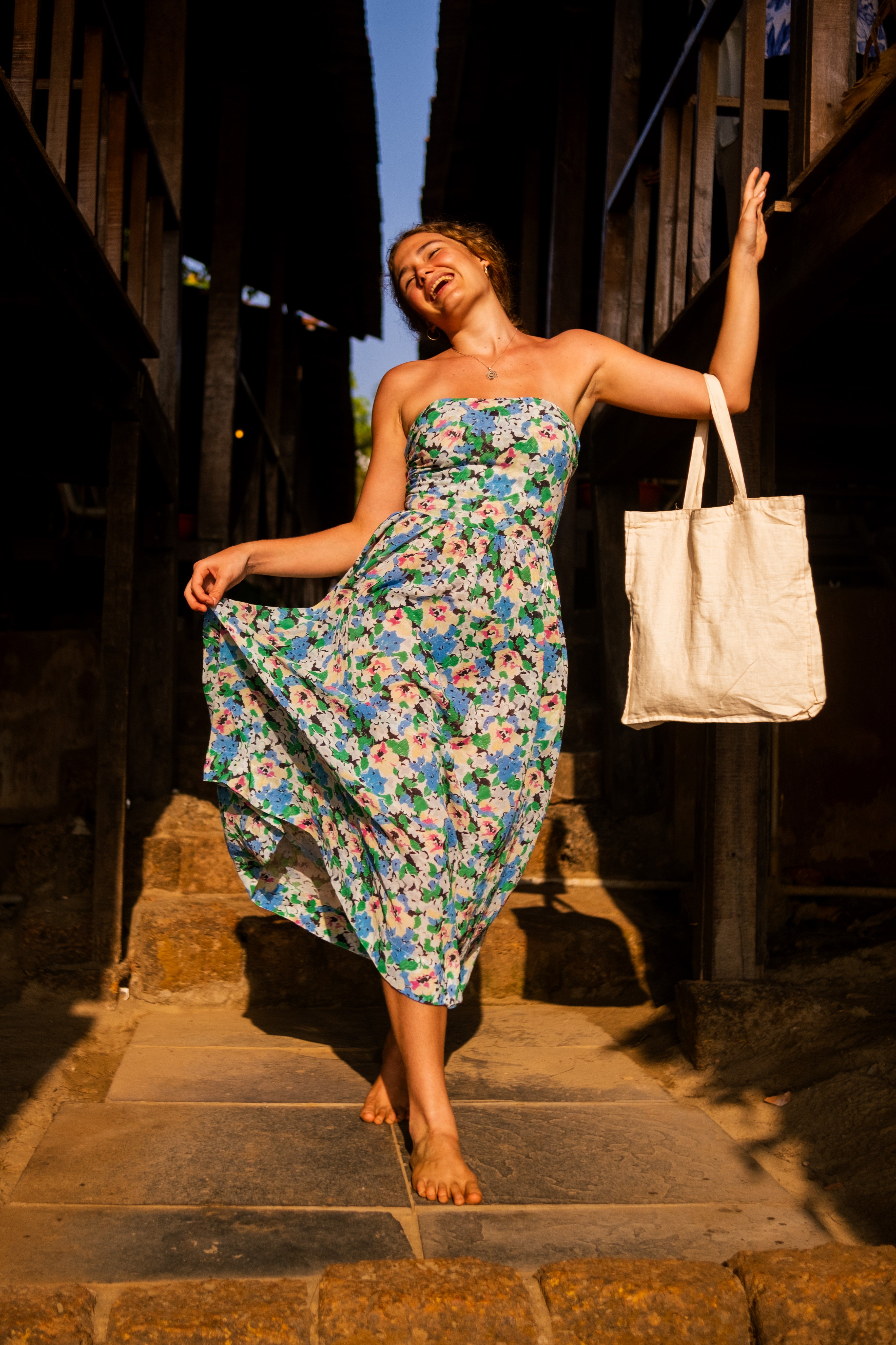 Playful Strapless A-Line Dress
